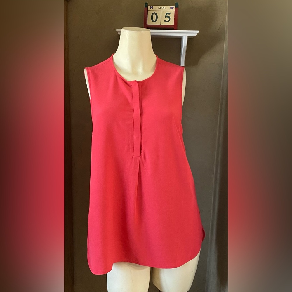 Madewell Small Coral Novella Henley Tank Top Sleeveless Blouse Snap Front Blouse